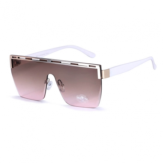 Damskie okulary przeciwsłoneczne Glamour półramkowe kwadratowe pełne szkło SKK-04E